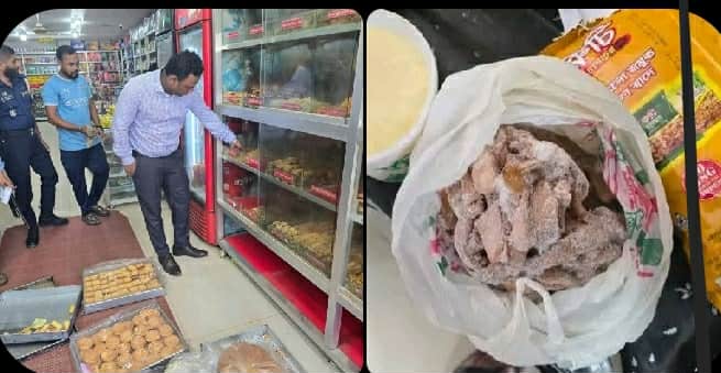 ত্রিশালে পঁচাবাসী খাবার বিক্রি ও সংরক্ষণে জরিমানা