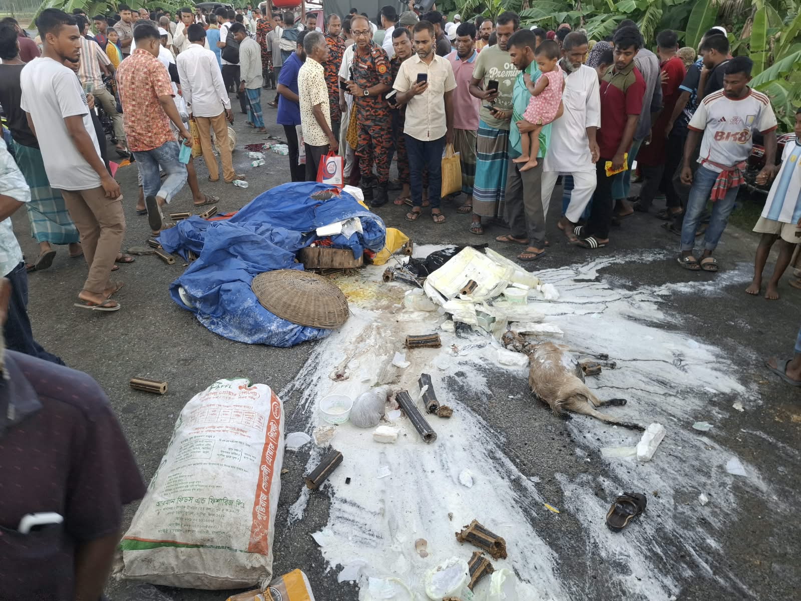 পূর্বধলায় পিকআপ-সারবোঝাই ট্রাকের সংঘর্ষে নিহত ৩, আহত ৬
